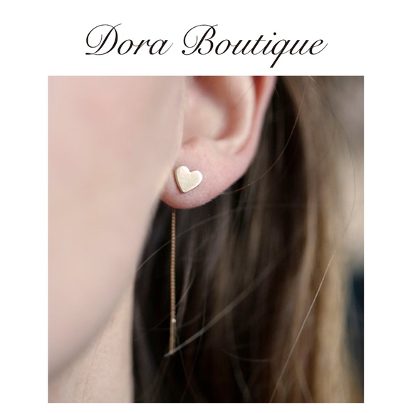dora boutique Jewelry - Minimalist Geometric Heart String Earrings